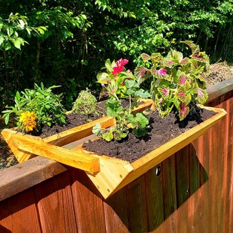 Railing Planter Cedar Porch Patio & Balcony Railing Angled Etsy