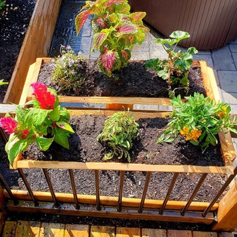 Railing Planter Cedar Porch Patio & Balcony Railing Angled Etsy Canada