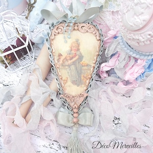 Decorative heart, interior heart, wooden heart, shabby chic heart, pink heart, Princess of the farmyard heart,