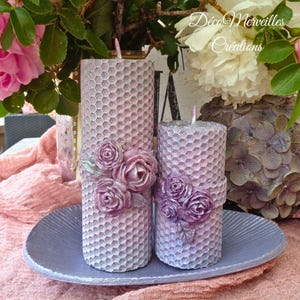 Beeswax leaf candle, handmade candle, beeswax candle, Les Roses du Soir candle,