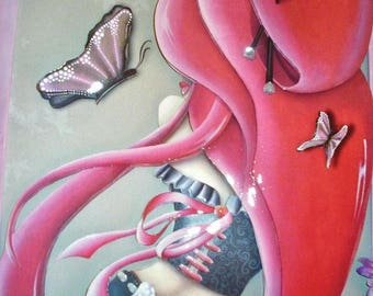 3D painting, painting, frame, wall decoration, Lilou butterflies,