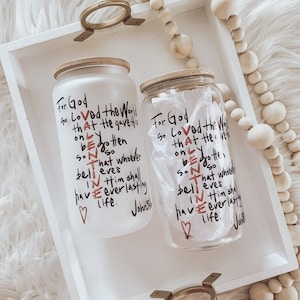 VALENTINES John 3:16, Soda Can Cup, Valentines Day, Iced Coffee Cup, Aesthetic Coffee Cup, Glass Can Cup, Smoothie Cup, Bamboo Lid & Straw