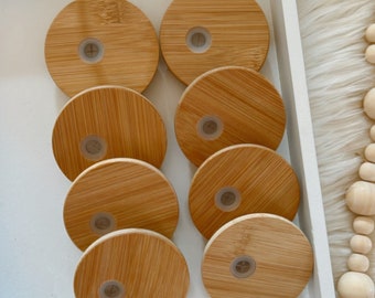 Bamboo Lid for Glass Can Cup: 16oz Soda, Iced Coffee