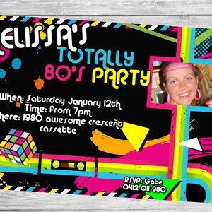 80s Totally 80s Invitation Retro Party Birthday Invite personalised 80s invitation