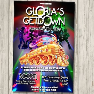 60s 70s Soul Train Disco Dance Party Uitnodiging 60&#39;s 70&#39;s Party Verjaardag Uitnodigen The Get Down gepersonaliseerde disco bal uitnodiging