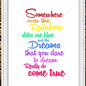 Somewhere Over the Rainbow Dorothy Wizard of Oz wall print digital file unframed