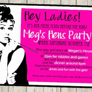 Hens Party Invitation Bachelorette Party Invite personalised Girls night out invitation