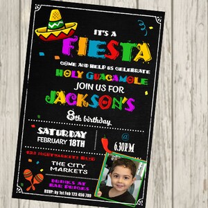 MEXICAN Invitation girl boy Mexican Fiesta Bithday Party Invite Taco Pinata personalised invitation