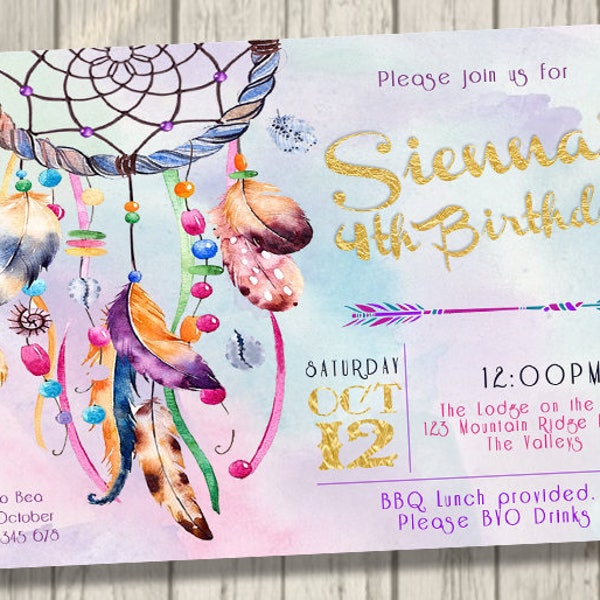 Dreamcatcher Invite - Etsy