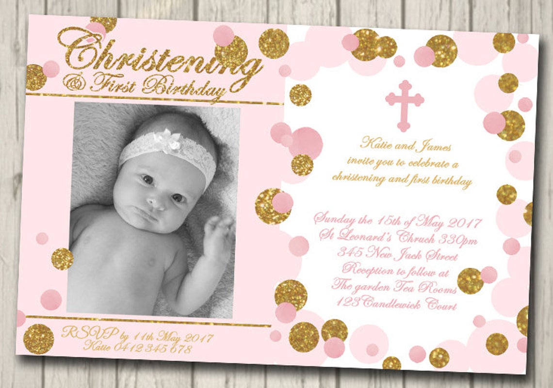 CHRISTENING BAPTISM or FIRST Birthday Invitation Naming Day Etsy UK
