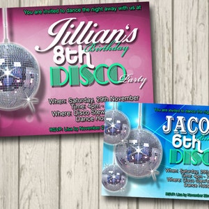 Disco Dance Party Invitation Retro Party Birthday Invite personalised disco ball invitation