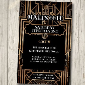 Gatsby 20s Invitation Classic 18th 21st 30th 40th 50th 60th Invitation Adult Party Birthday Invite personalised invitation Any Age 20&#39;s
