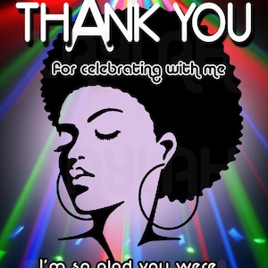 70s Soul Train Disco Dance Party Thank you Card 60&#39;s 70&#39;s Party Birthday Invitation The Get Down personalised disco ball invitation