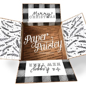 Christmas Care Package Sticker Kit: Black & White Holiday Box Decor