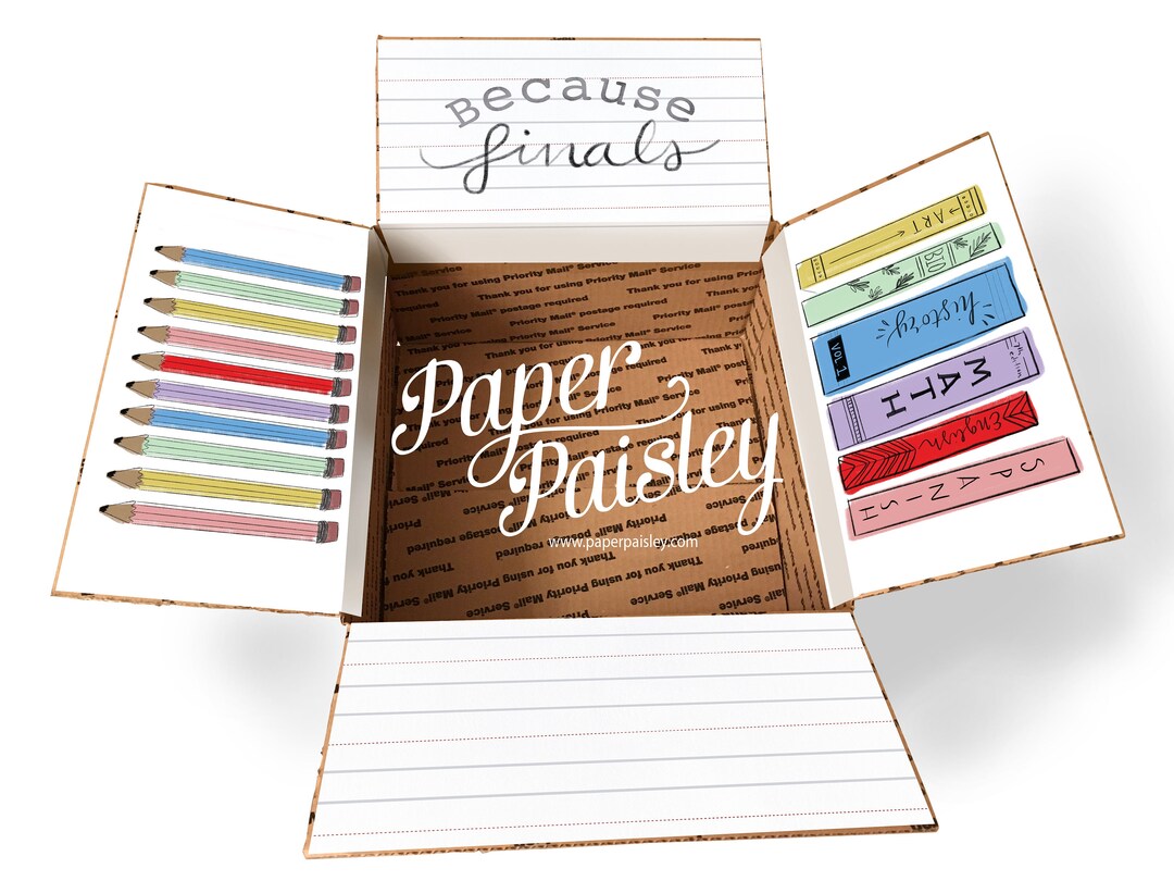 Finals Care Package Sticker Kit: Decorated Box Flaps - Etsy