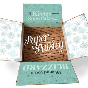 Beijos eram flocos de neve - Kit de adesivos para pacote de cuidados/implantação/militar/missionário/faculdade/inverno/neve/nevasca/abas de caixa decoradas/etiqueta/caixa