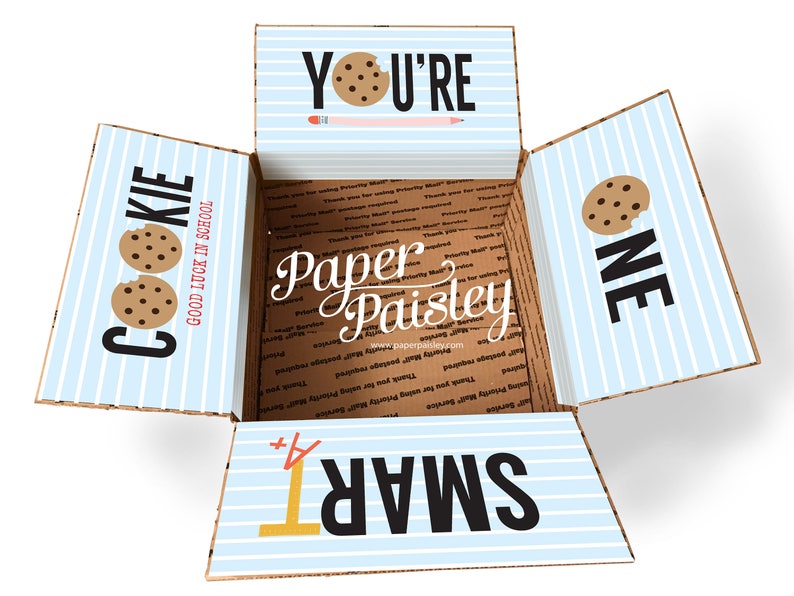 18 College Care Packages for Guys That Will Instantly Light Up His Day 19 college care package decorated on the inside to say, "you're on smart cookie!"