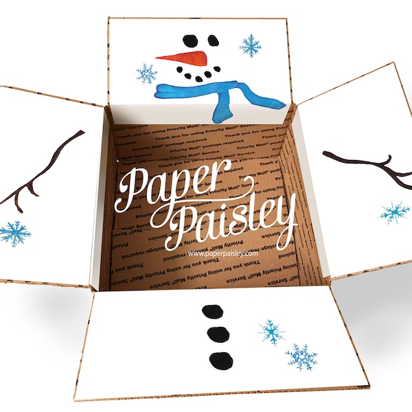 Care Package Sticker Kit - Snowman/Deployment/Military/Missionary/Winter/Box flaps/Box decor/Snow/care package