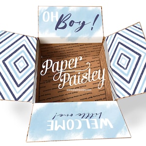 Pflegepaket Sticker Kit - Oh Boy!/Baby Shower/Geschenk/Baby Junge/Pflegepaket/Willkommen Baby/dekorierte Box Klappen/Versandetikett/Schwangerschaft/neue Mama