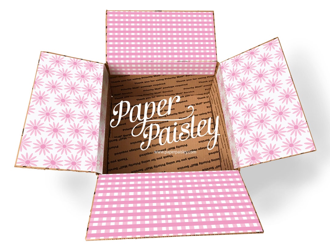 Pink Pattern Care Package Sticker Kit: Decorated Box Flaps - Etsy