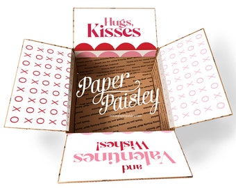 Care Package Sticker Kit - Hugs, Kisses, and Valentine Wishes/valentine's day/love/deployment/military/missionary/decorated box flaps/label