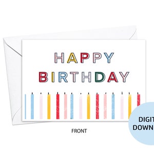 DESCARGA DIGITAL Tarjeta de feliz cumpleaños/velas/cumpleaños/celebración/tarjeta de felicitación/correo postal/carta/pensando en ti/regalo/paquete de atención/cumpleaños