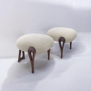 Handcrafted upholstered stool - Accent round stool - Custom Maria Ottoman