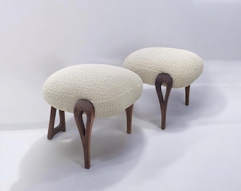Handcrafted upholstered stool - Accent round stool - Custom Maria Ottoman