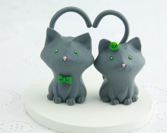 Custom Love Cats, Wedding Cake Toppers-Bride And Groom Kitties Cake Topper Keepsake Wedding Cake Topper