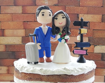 Adventure Cake Topper, Travel Cake Topper, Adventure Wedding Cake Topper, Travel Cake Topper Wedding, Unique Couple Hiking Bride and Groom