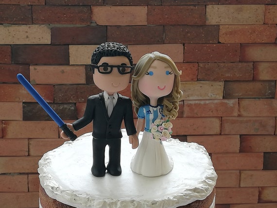 Wedding Cake Topper Star Wars Theme & Soccer Argentina Bride