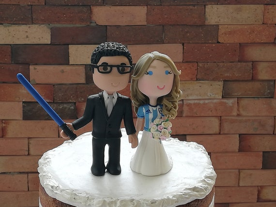 Wedding Cake Topper  Star Wars Theme & Soccer Argentina Bride