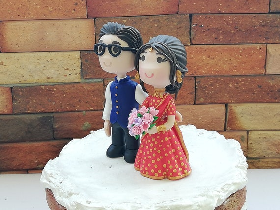 Indian Wedding Chibi Wedding Cake Topper Anime Couple Bride - Etsy Hong Kong