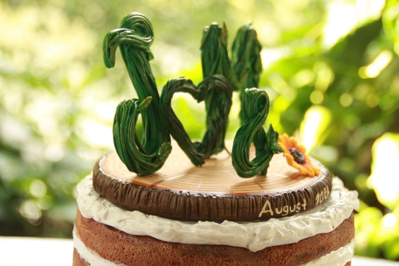 Letter J & M Cake Topper Topper Rustic Rustic Wedding Cake Etsy