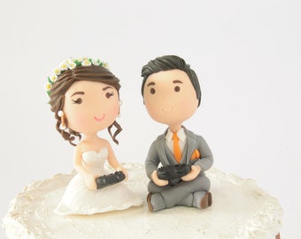 Chibi Wedding Cake Topper Gamer couple players Anime Couple Bride and Groom Figurines Wedding Centerpiece Wedding Decoration ps3 ps4 xbox360