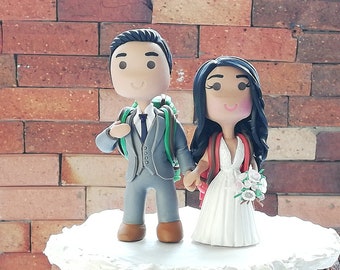 Montaña Senderismo Pareja Mochilero Novia y novio Boda Chibi Anime Pareja Figuras Centro de mesa Decoración de boda Sr. y Sra. camping