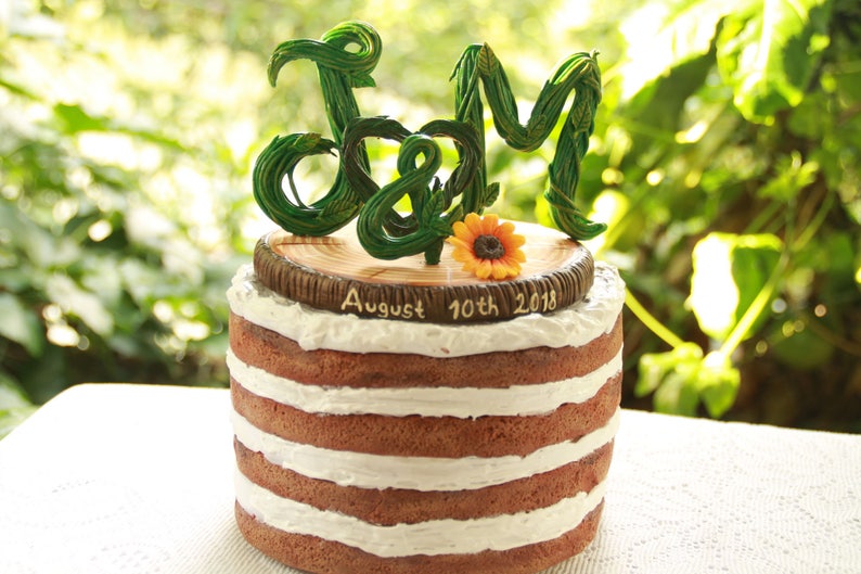 Letter J & M Cake Topper Topper Rustic Rustic Wedding Cake Etsy