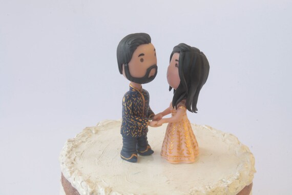 Indian Wedding Chibi Wedding Cake Topper Anime Couple Bride Etsy