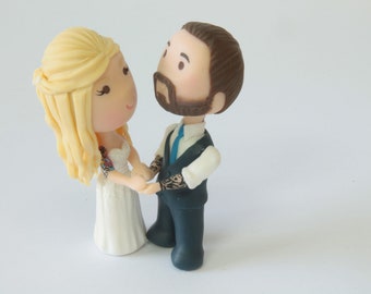 Fully personalised tattoo bride and groom  Chibi Tattooed Wedding Cake Topper Anime Couple Figurines  Centerpiece Wedding Decoration love