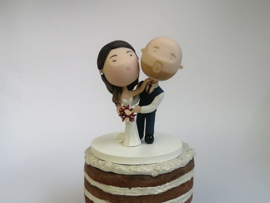 Kissing Couple Personalized Wedding Cake Topper Bride and Groom Full ...