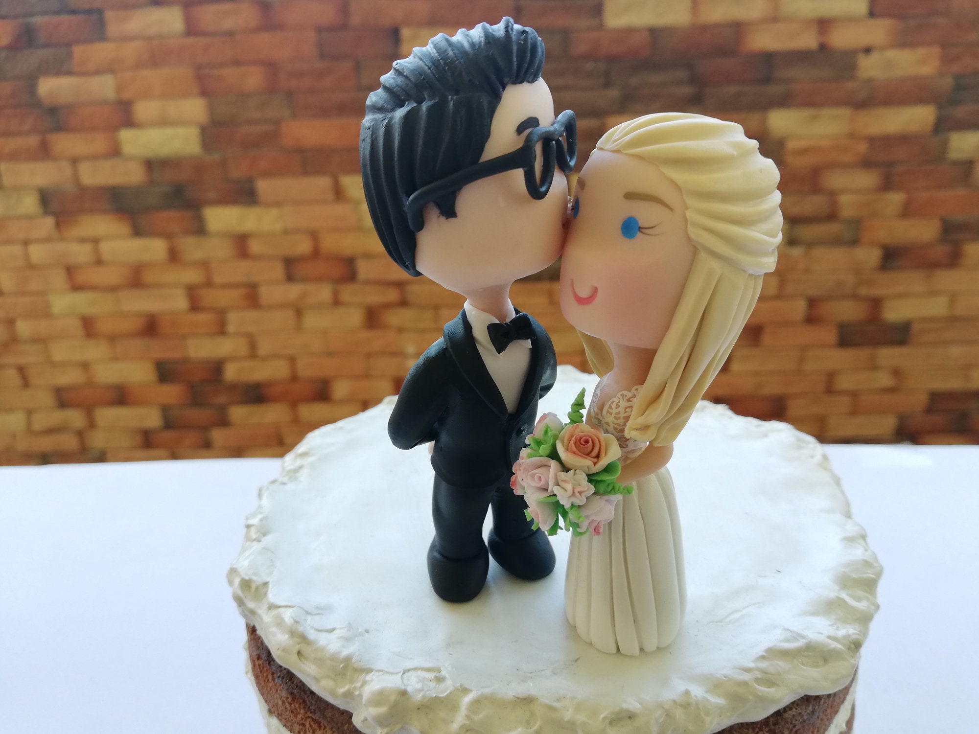 Chibi Wedding Cake Topper Anime Couple Bride and Groom Figurines