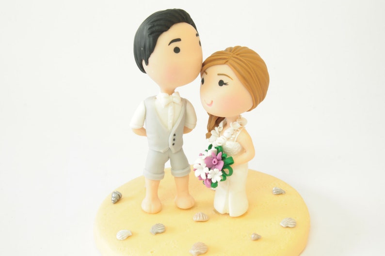 Chibi Wedding Cake Topper Hawaiian Theme Anime Couple Bride Etsy