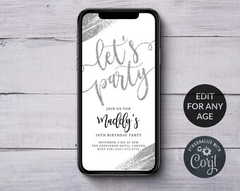 electronic birthday invitation surprise birthday invitation etsy