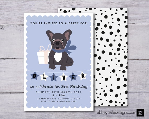 Invitation De Bouledogue De Francais Anniversaire De Etsy France