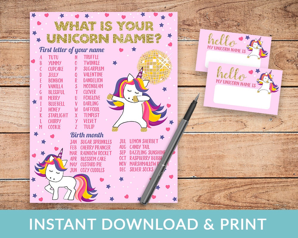 Unicorn Name Generator Unicorn Name Game Unicorn Party Game - Etsy UK Unicorn Name Generator Unicorn Name Game Unicorn Party Game - Etsy UK