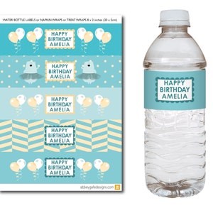 Personalizzato stampabile Bear le etichette delle bottiglie di acqua, rosa e blu acqua bottiglia, etichette orso bottiglia, etichette di bottiglia bevande personalizzate