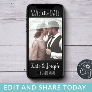 Electronic Save the Date, Mobile Save the Date, Phone Save the Date, Editable Save the Date Template, Corjl Save the Date, Instant Download