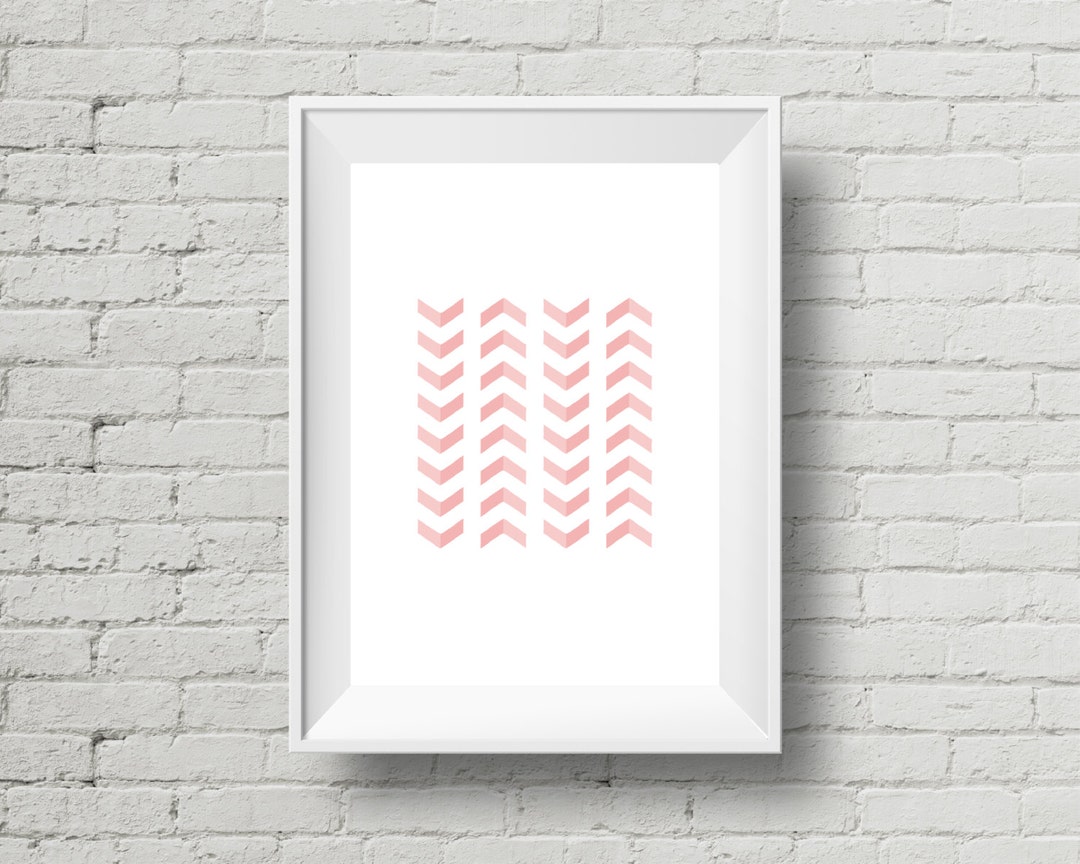 Geometric Chevron Art, Instant Download, Printable Wall Art, Pink ...