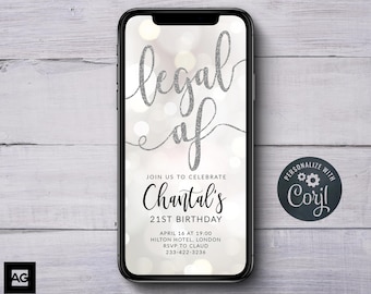 Legal AF Party Theme Evite, Electronic 18th Birthday Invitation, 18th Birthday Text Message Invite, 18th Phone Invite, 18th Birthday Party