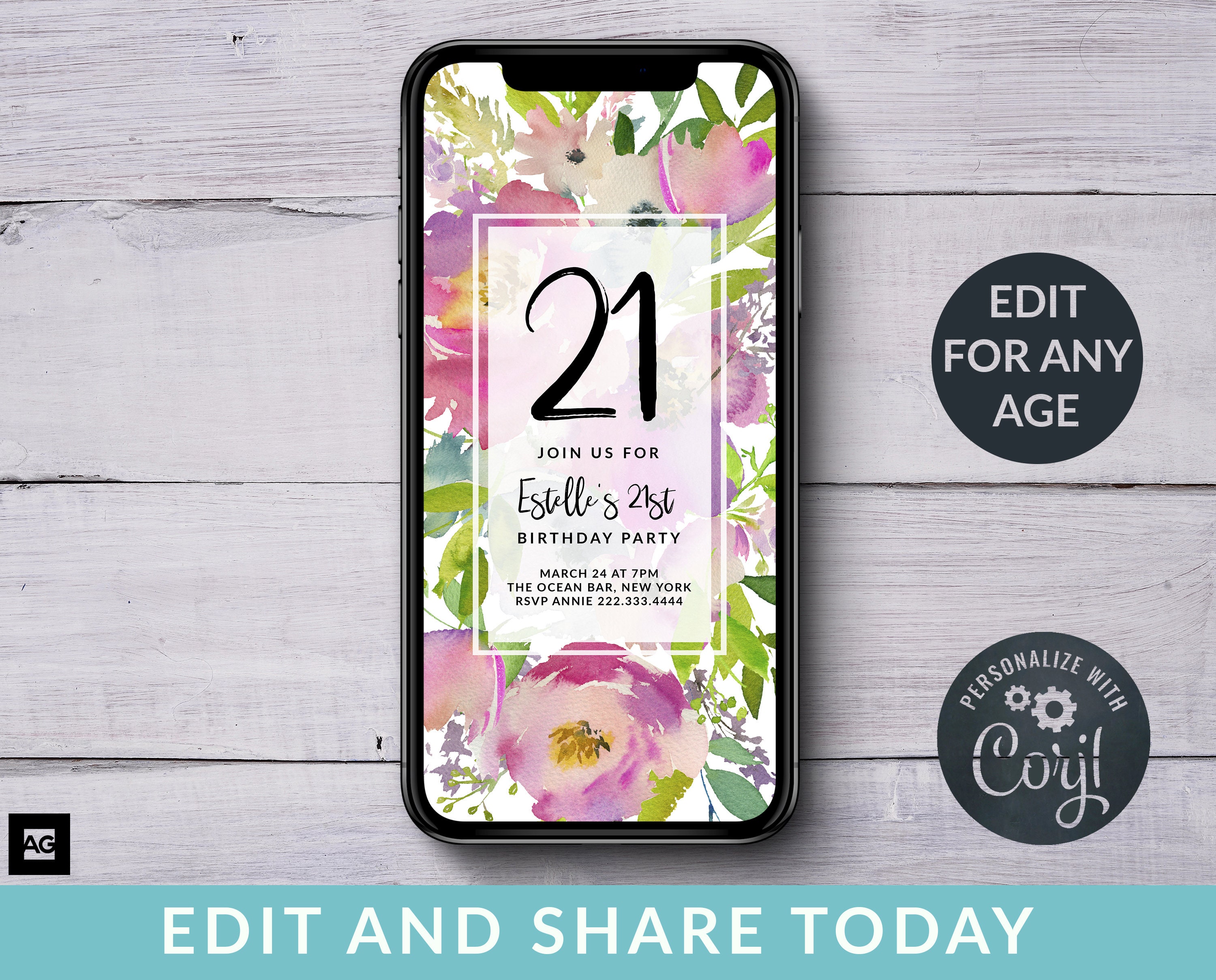 SMS Birthday Invites Text Message Party Invites Electronic Etsy